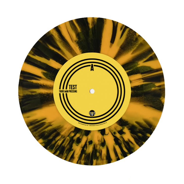 7" Splatter color vinyl on white background